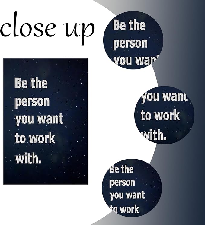 Be the Person You Want to Work with Inspirational Canvas Wall Art Home Decor Motivational Entrepreneur Quotes Poster Print Picture Painting Artwork for Bedroom Bathroom Ready to Hang [12''Wx18''H]