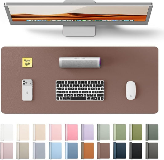 YSAGi Leather Desk Protector, Office Mat, Large Mouse Mat, Non-Slip PU Leather Blotter, Laptop Pad, Waterproof Writing Pad for Office and Home (Chocolate, 23.6" x 13.8")