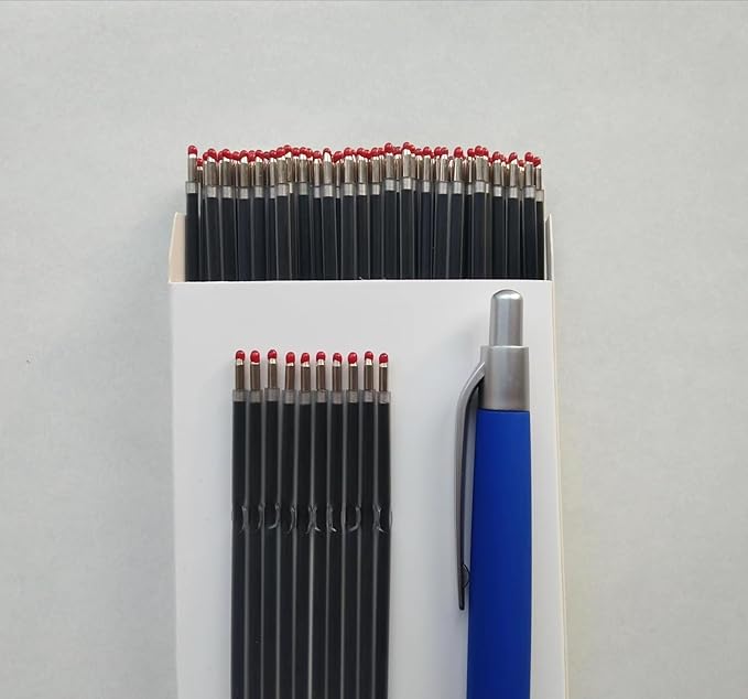 100 Pcs Ball Point Pen Refills Blue,1.0 mm Replaceable Pen Refills,Size 4.2 inch/107mm,Send 1 Retractable Ballpoint Pen,for Office School Supplies (Blue)