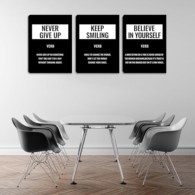Large Motivational Canvas Wall Art Black Inspirational Pictures Painting Prints Inspiring Quotes Posters Painting Wall Decor Decoration for Home Office Living Room Bedroom Framed Artwork (72"Wx36"H)