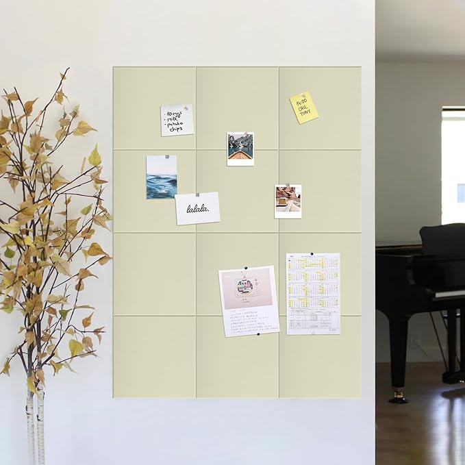 Large Bulletin Board 48"x 24" Cork Boards for Walls, 12 Pack Felt Wall Panels Photo Board, Cork Board for Office Home Pin Board