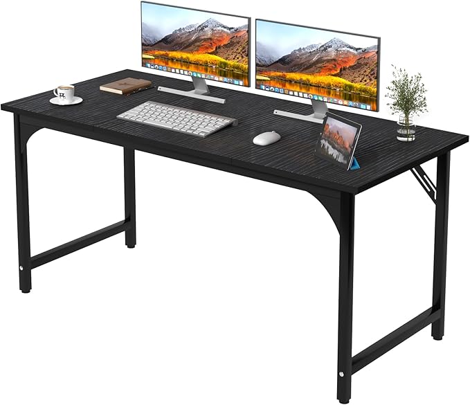 Computer Desk, 47.2" Office Desk, Extra Wide 23.62” Deep Desktop, 0.59” Thick Heavy-Duty Home Office Desks, Office Table with Steel Frame, Modern Wood PC Desk for Bedroom Study Writing Gaming Work