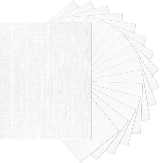 Linen Paper Textured Cardstock 8.5 x 11 White, Goefun 80 lb Wedding Invitation Cardstock Linen Paper for Printing Invitations, Arts & Crafts and Business Cards, 100 Pack