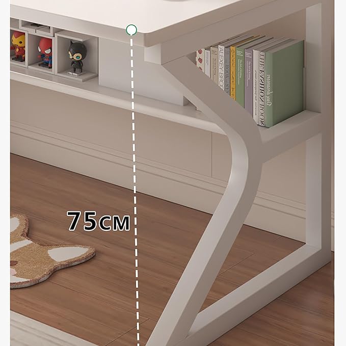 BK&MF Modern Simple Writing Computer Desk,with Storage Portable Gaming Desk Study Laptop Table Space Saving for Home Office,A,140x60x75cm(55x24x30inch)