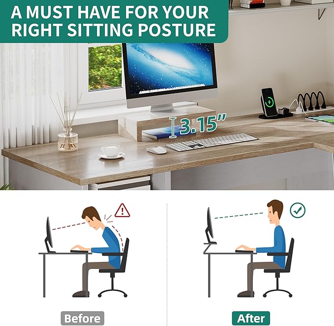 YITAHOME L Shaped Desk with Power Outlets, 60 Inch Computer Desk Corner Desk with File Drawer, Home Office Desk with Monitor Stand & Storage Shelves, L-Shaped Desk with File Cabinet, Grey Wash