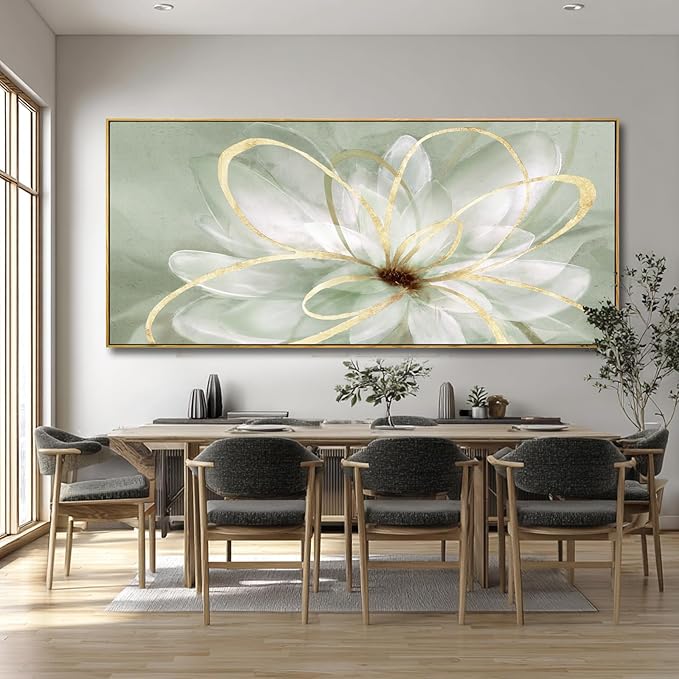 Artexist Green Floral Wall Decor Line Oversized Wall Art Modern Photo Prints 32"x70" Large Pictures for Living Room Office Decorations