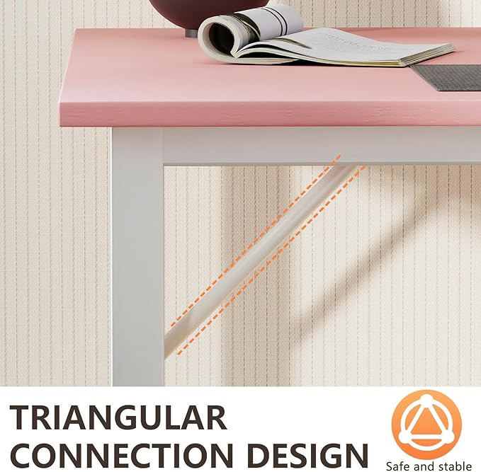 BestOffice Computer Desk,Home Office Desk, Modern Simple Style for Home Office Study Writing (Pink, 55 Inch)