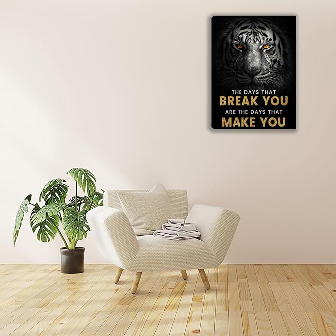 Motivational Office Wall Decor Posters Inspirational Black Wolf Canvas Wall Art Posters Prints Entrepreneur Quote Wall Picture Paintings Artwork Home Bedroom Living Room Decor Framed 12"x16"