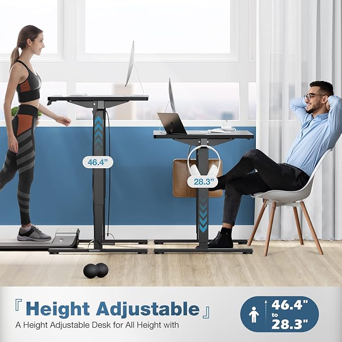 Sweetcrispy Electric Standing Desk Adjustable Height, 40x24 Inch Sit Stand Up Home Office Desks Computer Workstation PC Work Table with 3 Memory Preset Splice Wood Board Metal Frame, Black