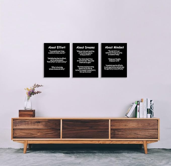 About Dreams Effort and Mindset Inspirational Quotes Wall Art Painting Modern Artwork Printed Canvas Poster Motivational Wall Decor for Home Living Room Gym Framed Ready to Hang [36''Wx 16''H]