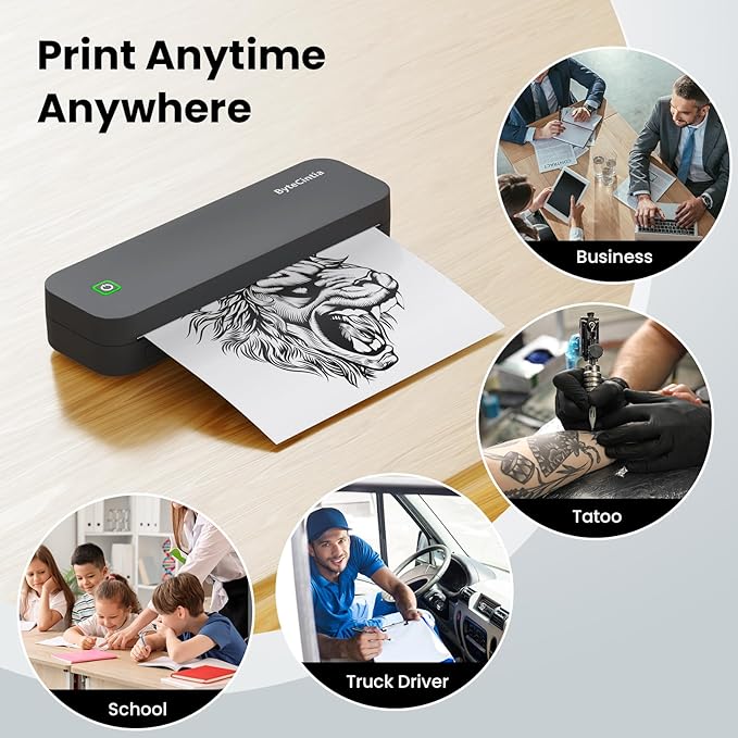 Portable Printer for Travel, Bluetooth Thermal Printer Supports 8.5 x 11 Inch US Letter Size, Compatible with Android and iOS & Laptop Inkless Mobile for Office, Car, School