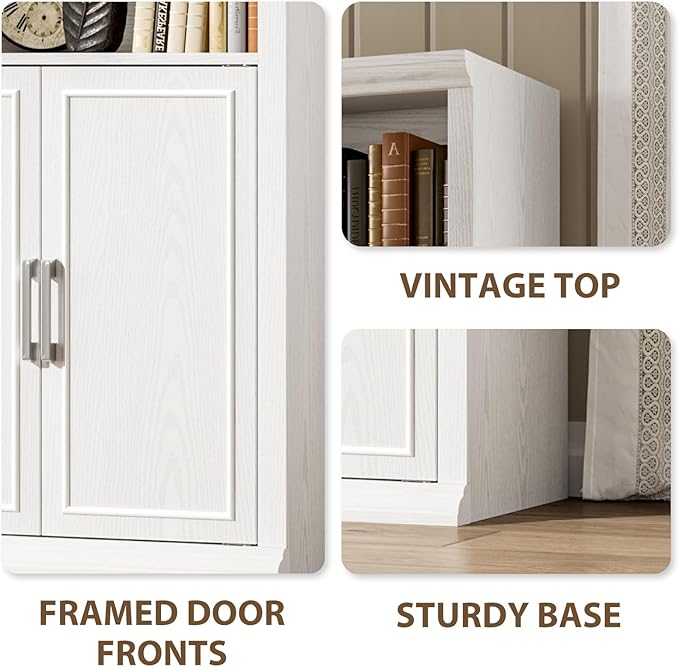 Rresyet 28" W Bookcase and Bookshelf with Doors, Modern Tall Bookshelf 6-Tier White Bookshelves with Storage Cabinet for Office, Living Room, Library
