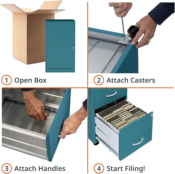 Lorell LYS SOHO File/File Mobile Cabinet, Teal