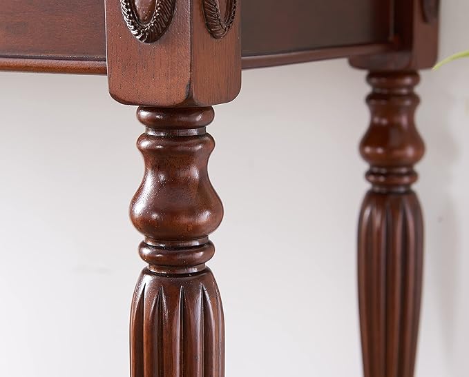 Solid Wood Computer Writing Desk with 2 Storage Drawers, Traditional Vanity Dressing Table, Small Home Office Desk, Corner Table, Easy Assembly 39.37” x 15.74” x 30.9” Cherry Red Walnut SSZ1533WD