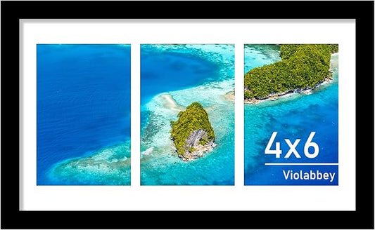 VIOLABBEY 8x14 Collage Picture Frame,Fits Three 4x6 Photos with Mat or One 8x14 Pictures without Mat for Wall, 4x6 Picture Frame Collage Black