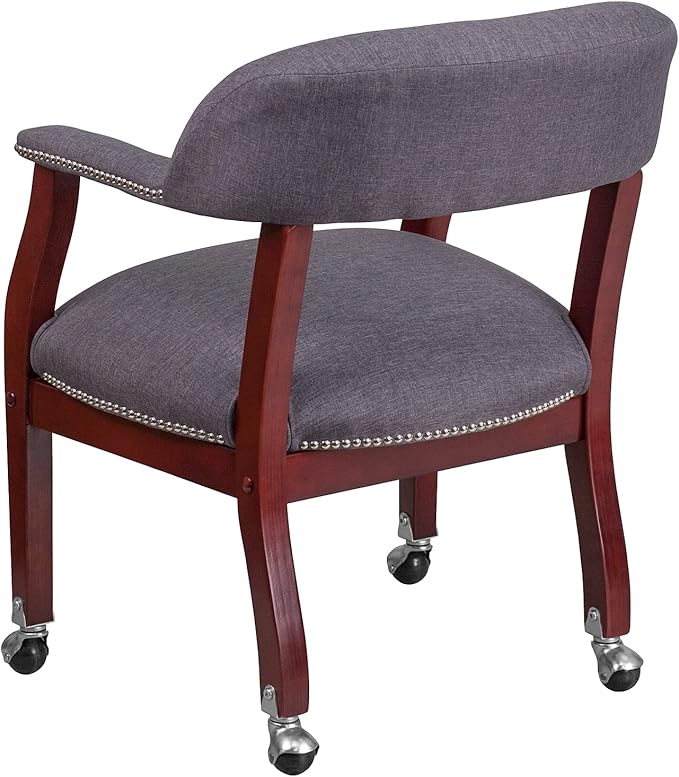 Flash Furniture Sarah Gray Fabric Luxurious Conference Chair with Accent Nail Trim and Casters