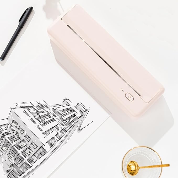 Kikumi Portable Thermal Printer, Mobile Printer, Wide Range of Applications, with Large Capacity, Integrated for Office A4 Paper