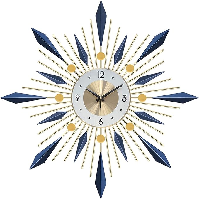Wall Clock Wall Clock, Mid Century Metal Frame Wall Clock, Large Decoration for Home, Kitchen,Living Room,Office,Blue Clock (Blue 70cm/28in)