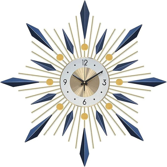 Wall Clock Wall Clock, Mid Century Metal Frame Wall Clock, Large Decoration for Home, Kitchen,Living Room,Office,Blue Clock (Blue 60cm/24in)