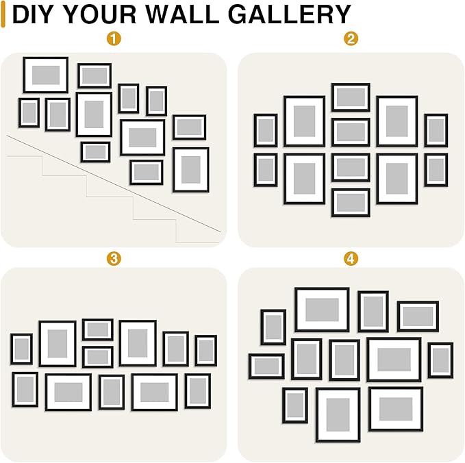 decorUhome Assorted Picture Frames Collage Wall Decor for Photo Gallery Display Set of 12 Including Four 8x10 / Four 5x7 / Four 4x6 for Family Wall Decor, Black, 12 Pack