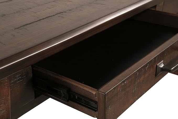 Signature Design by Ashley Baldridge Home Office Desk, Rustic Industrial Desk With Drawers, Wood Construction, Smooth-Gliding Storage for Workspaces, Ideal Office Desk for Home Offices, Brown