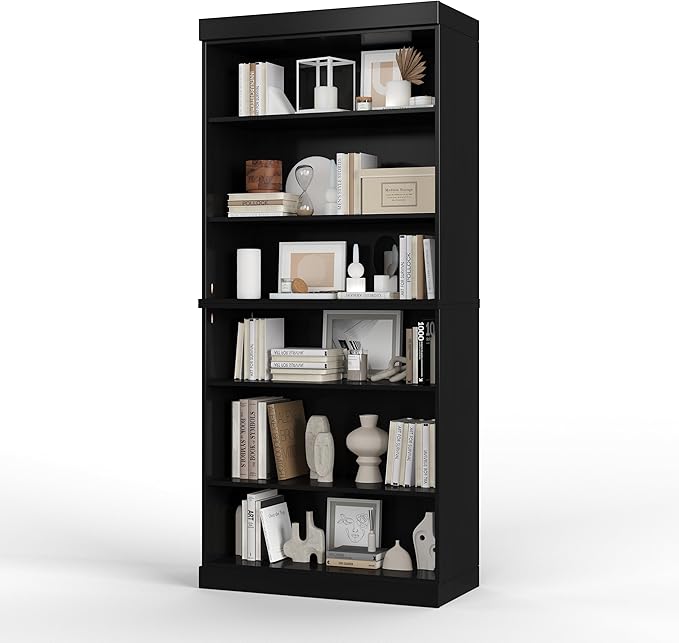 Palace Imports Solid Wood Bookcase - Stackable Modular 6-Tier Bookshelf - 71.5" Tall x 32" Wide - Black, Open Display Shelf for Living Room, Office, Renewable 100% Eco-Friendly Wood, Made in Brazil