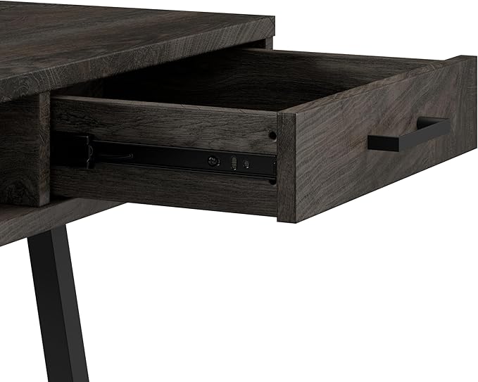 Bush Home Steele 54W Writing Desk with Storage in Dark Gray Hickory | Large Wooden Computer Table for Home Office Workspace