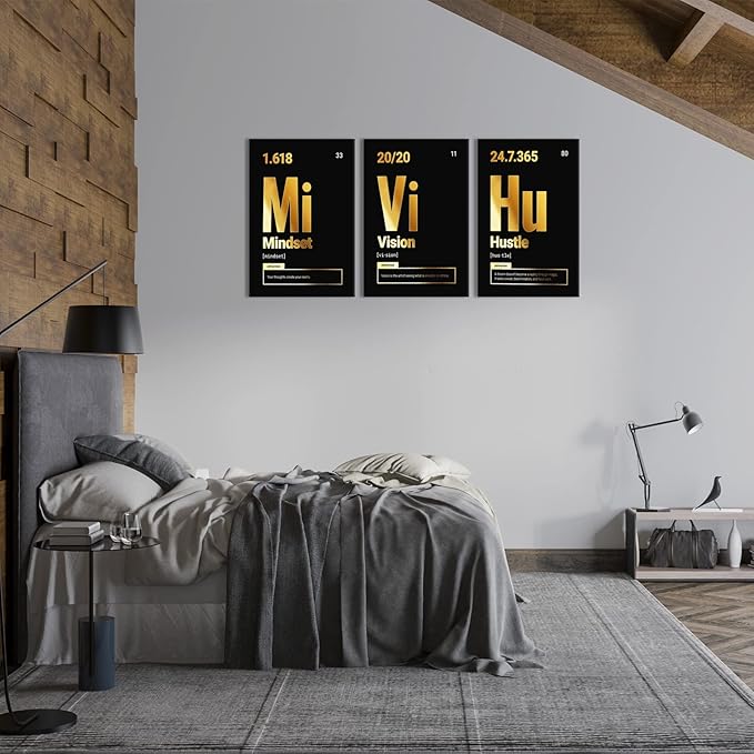 KAWAHONE Motivational Wall Art Canvas, Inspirational Quotes Grind Hustle Canvas Painting Artwork Decor For Office Bedroom Living Room