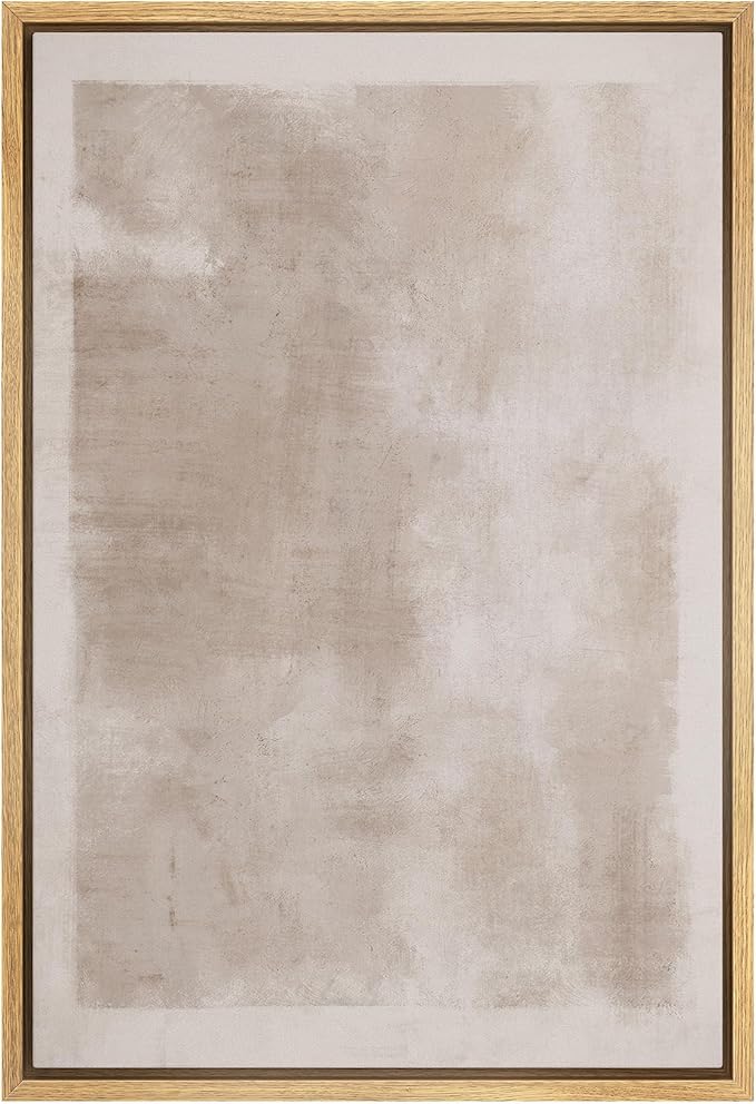 SIGNWIN Framed Canvas Print Wall Art Faded Textured Brown & White Color Blocks Abstract Illustrations Minimalism Contemporary Nordic Decorative for Living Room, Bedroom, Office - 16"x24" Natural