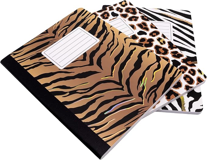 Pukka Pad, Composition Notebooks - 3 Pack of Journals Featuring 140 Pages of College Ruled 80GSM Paper with Sturdy Cover Stock - 9.75 x 7.5in - Wild