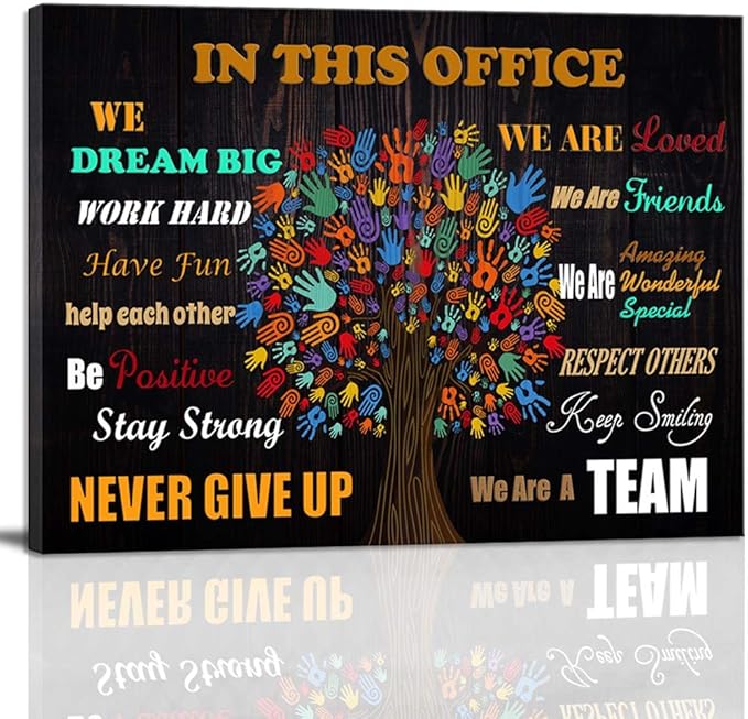 Wall Art for Office Motivational Wall Art Inspirational Poster Quotes Office Wall Decor for Girls Women Room Décor Canvas Print Framed Rustic Canvas Art Framed In This Office 16x24inch Ready to Hang