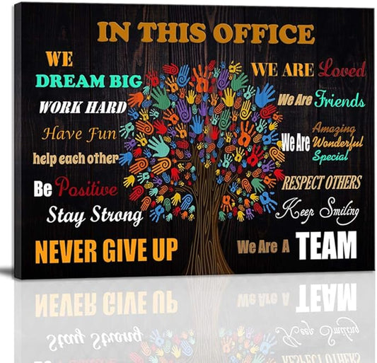 Wall Art for Office Motivational Wall Art Inspirational Poster Quotes Office Wall Decor for Girls Women Room Décor Canvas Print Framed Rustic Canvas Art Framed In This Office 16x24inch Ready to Hang
