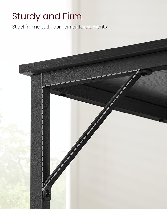 VASAGLE Computer Desk, Office Work Desk, 39.4 x 19.7 x 29.9 Inches, for Study, Bedroom, Home Office, Living Room, Ebony Black and Ink Black ULWD041B56