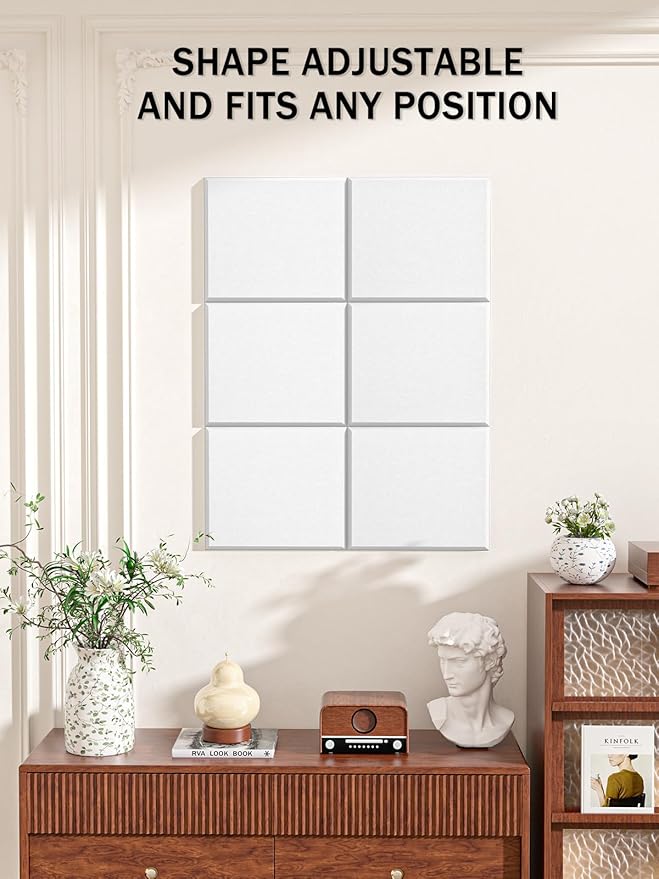 Hsurbtra Cork Board for Wall 24 x 18 Inch, 6 Pack Felt Bulletin Notice Board with Pushpins for Office Home School Farmhouse Wall Decor, White