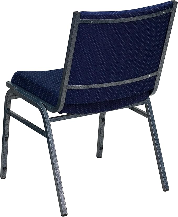 Flash Furniture HERCULES Series Heavy Duty Navy Blue Dot Fabric Stack Chair with Ganging Bracket