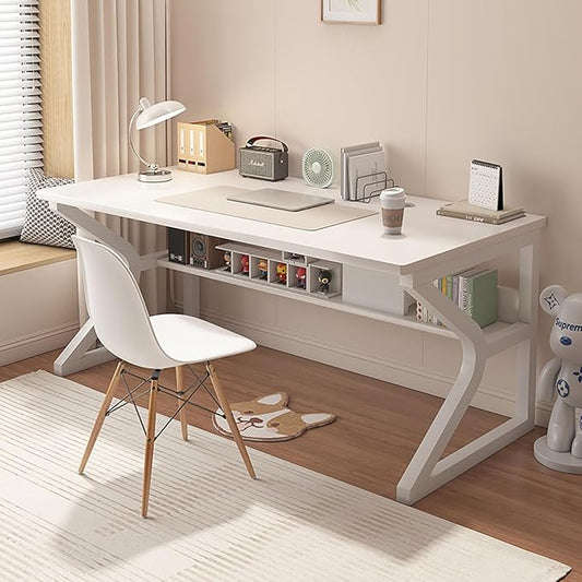 BK&MF Modern Simple Writing Computer Desk,with Storage Portable Gaming Desk Study Laptop Table Space Saving for Home Office,A,120x60x75cm(47x24x30inch)