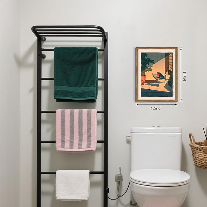 Funny Frog Bathroom Decor Wall Art, Cute Japanese Animal Canvas Wall Decor Painting, Whimsical Frog on Toilet Reading Newspaper Artwork Poster Prints Pictures for Bathroom Restroom 12x16 Inch