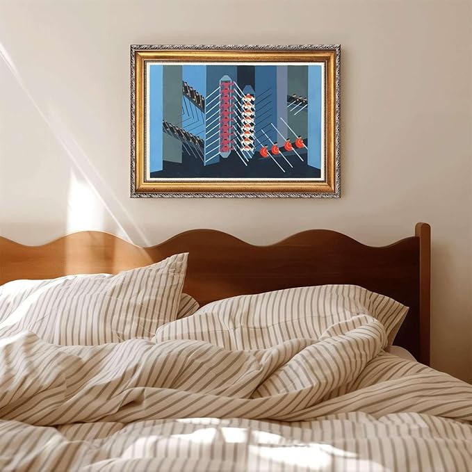 Framed Abstract Geometric Workers Poster Canvas Print Art Modern Minimalist Aesthetic Wall Art Painting Pictures Wall Decor Stunning Home Decor for Office Living Room (Retro Framed,24L"x36W")