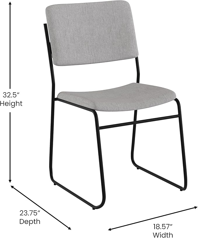 Flash Furniture HERCULES Series 500 lb. Capacity High Density Gray Fabric Stacking Chair with Sled Base