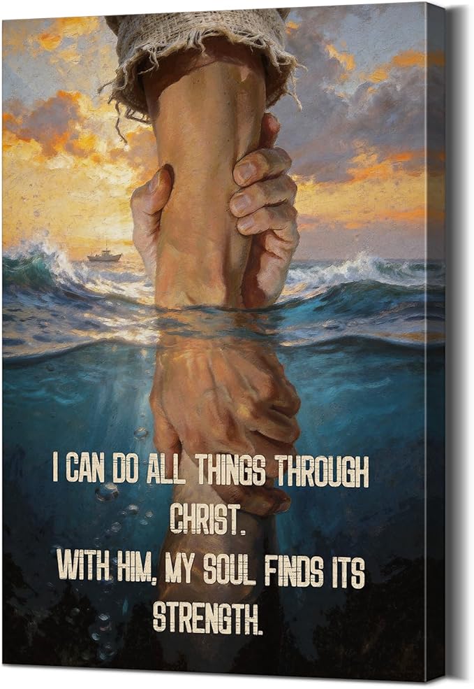 YOUHONG Jesus Wall Art Jesus Picture Christian Decor Religious Wall Decor with Built-in Wooden Frame Christian Art Religious Posters Ready to Hang for Living Room Decoration (12x15.7 Inch)
