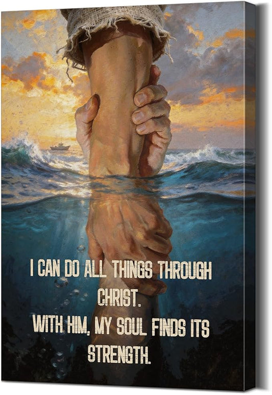YOUHONG Jesus Wall Art Jesus Picture Christian Decor Religious Wall Decor with Built-in Wooden Frame Christian Art Religious Posters Ready to Hang for Living Room Decoration (12x15.7 Inch)