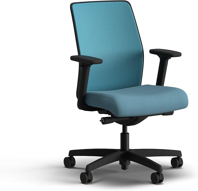 HON Ignition 2.0 Low Back Task Chair, Spectrum Mesh, Advanced Synchro-Tilt Control, Office Chair with Lumbar Support, Height and Width Adjustable Arms, Black Frame, Sky