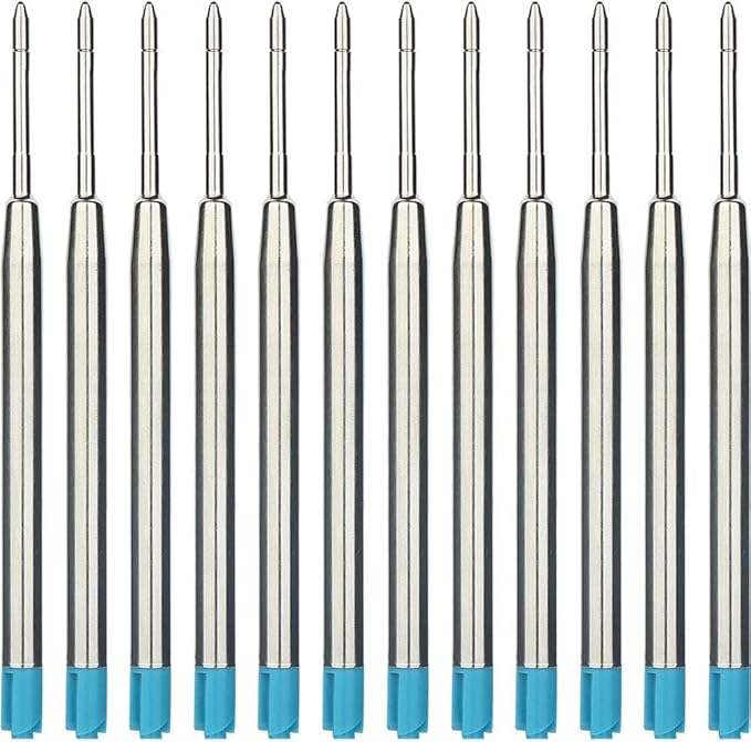 30 Pieces Replaceable Ballpoint Pen Refills 1.0mm Medium Point Metal Refill Smooth Writing Ball Point Pen Refills (Blue Ink)