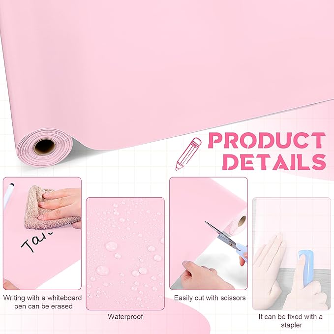 16 in x 40 Ft Fabric Bulletin Board Roll Classroom Non Woven Fabric Background Decorations Waterproof Wrinkle Resistant Bulletin Board for Back to School Wall Decor(Pink,Pure)