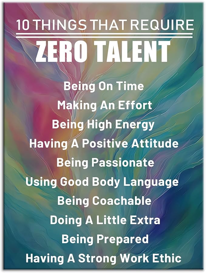 Motivational Canvas Wall Art Inspiration Zero Talent Pictures Inspirational Quotes Modern Home Painting Posters Prints Artwork for Classroom Office Decoration Stretched and Framed [18''Wx24''H]