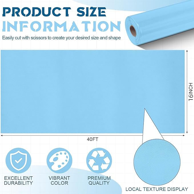 16 in x 40 Ft Fabric Bulletin Board Roll Classroom Non Woven Fabric Background Decorations Waterproof Wrinkle Resistant Bulletin Board for Back to School Wall Decor(Light Blue,Pure)