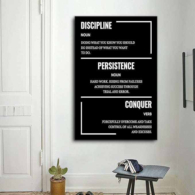 Inspirational Canvas Wall Art Motivational Wall Decor Discipline Poster Print Artwork Positive Picture Painting for Modern Home Classroom Workplace Hallway Modern Office Decoration [24''Wx36''H]