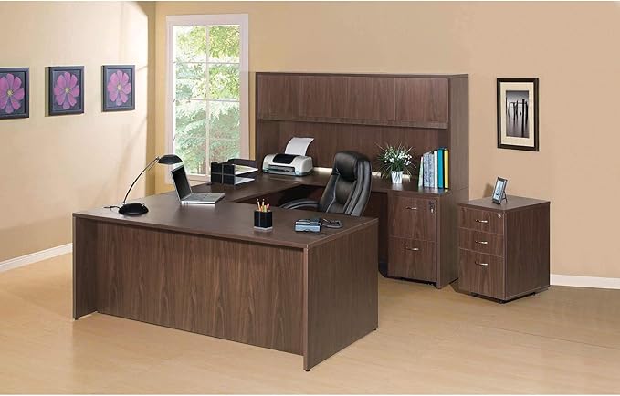 Lorell Essentials Walnut B/B/F Fixed Pedestal
