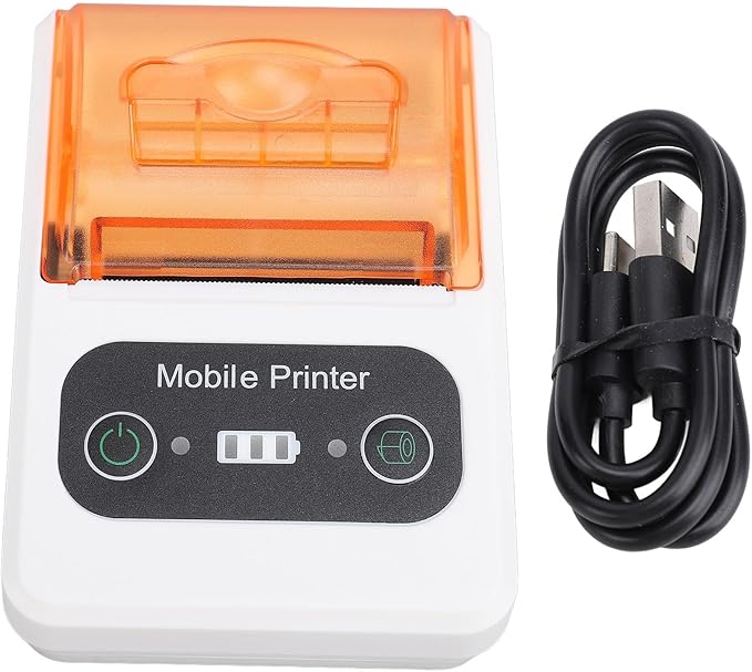 Pomya Bluetooths Thermal Receipt Printer, 58mm Handheld POS Inkless Receipt Printer, Portable Small Thermal Printer for Small Business Office Retail Store Restaurant (Orange White)