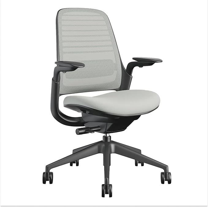 Steelcase Series 1 Office Chair - Ergonomic Work Chair with Wheels for Carpet - Helps Support Productivity - Weight-Activated Controls, Back & Arm Support - Easy Assembly - Nickel